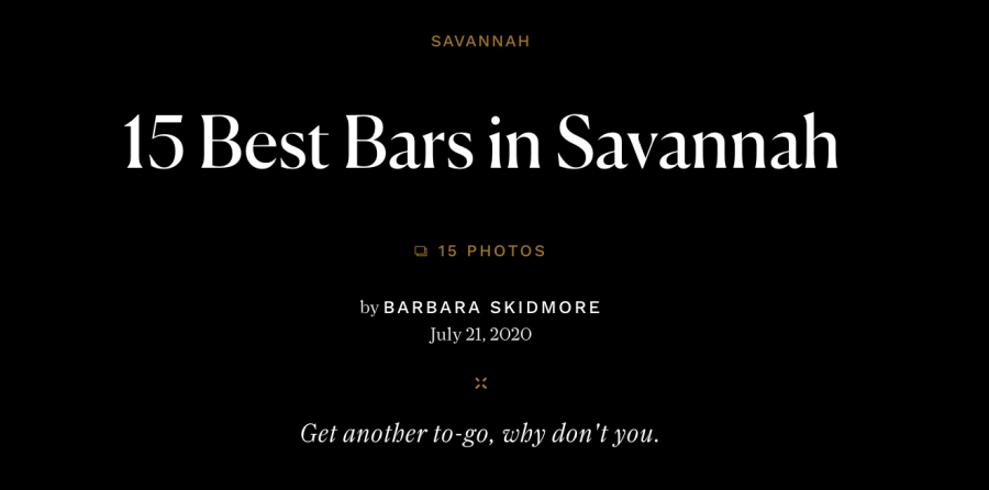 Service Named to Conde Nast’s 15 Best Bars in Savannah